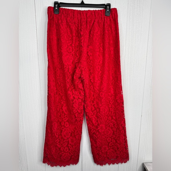 J Crew Red Lace Pull On Peyton Pants | High Rise Wide Leg - Picture 6 of 10